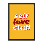 Self Love Club Wall Art, Retro Wall Decor, Positive Affirmations Print, Empowering Wall Art, Trendy Room Decor, Yellow Wall Art - Tawshia